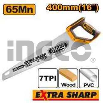 INGCO Ножовка по дереву 400мм 65Мн 7 TPI