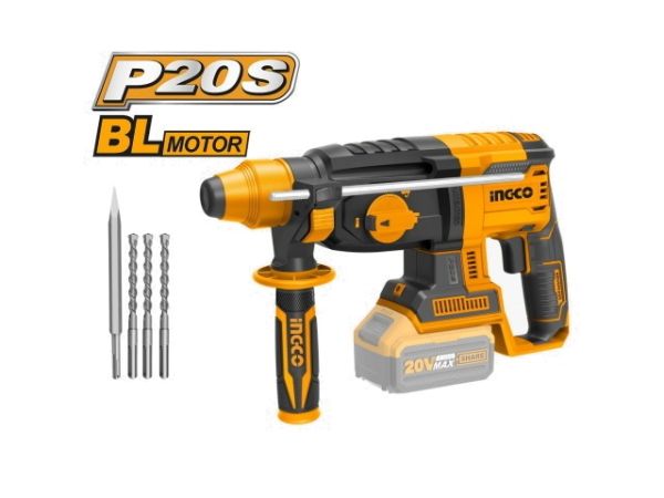 INGCO Перфоратор аккумуляторный бесщеточный INDUSTRIAL 20W Li-ion SOLO/ SDS-Plus/ 2.0 Дж