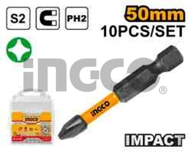 INGCO Биты ударные INDUSTRIAL IMPACT РН2х50мм 10 шт