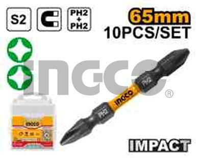 INGCO Биты ударные INDUSTRIAL IMPACT РН2+РН2х65мм 10 шт