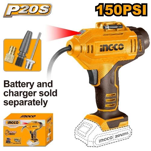 INGCO Компрессор аккумуляторный автомобильный 20W Li-Ion SOLO