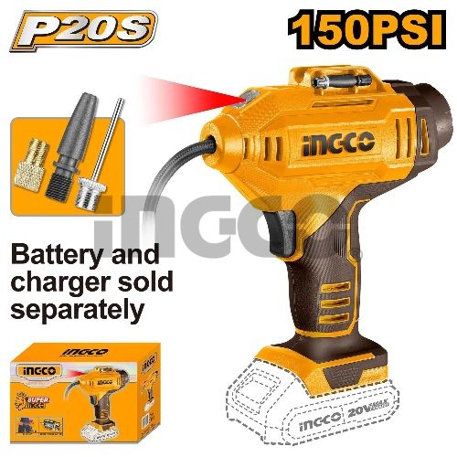 INGCO Компрессор аккумуляторный автомобильный 20W Li-Ion SOLO