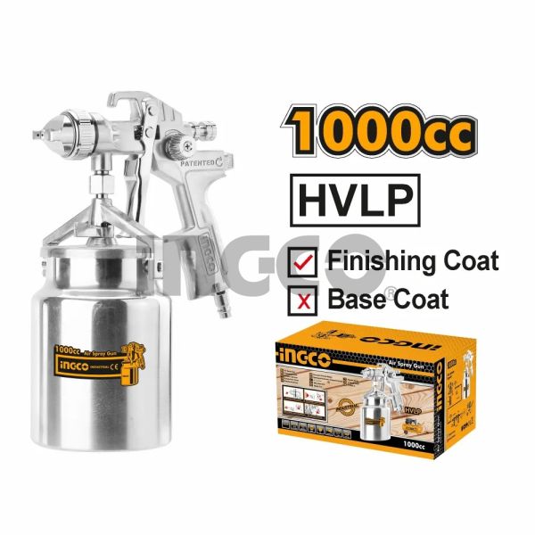 INGCO Краскораспылитель пневматический с нижним бачком INDUSTRIAL/ V=1 л./ сопло 1,4 мм