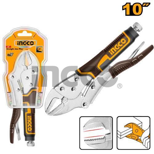 INGCO Клещи зажимные 250мм 10" CrV/ 38-48 HRC