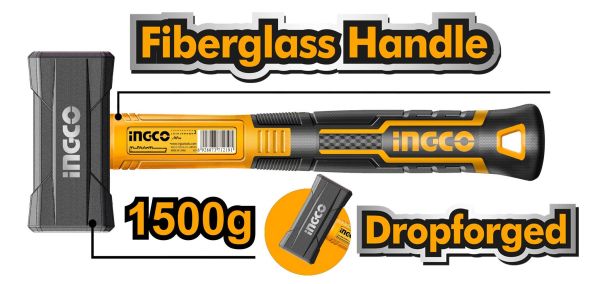 INGCO Молоток каменщика INDUSTRIAL 1500гр с фибергласовой рукояткой