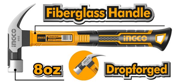 INGCO Молоток-гвоздодёр INDUSTRIAL 220гр./08oz
