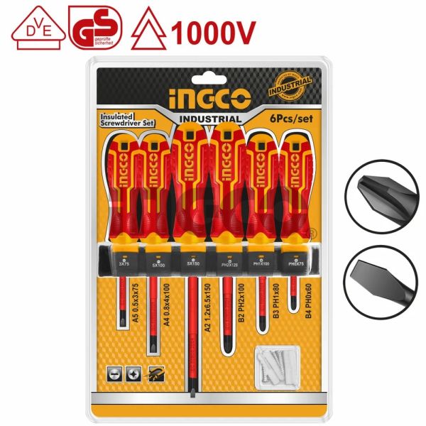 INGCO Набор диэлектрических отверток 6 шт INDUSTRIAL