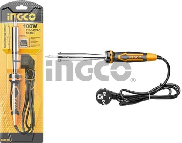 INGCO Паяльник электрический 100W INDUSTRIAL/ жало Ø 8мм прямое, конусное