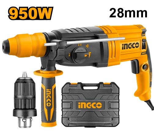 INGCO Перфоратор INDUSTRIAL 950 Вт SDS-plus СБП Сила удара: 2,5 Дж/ Ø сверления 13мм