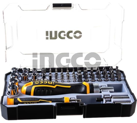 INGCO Отвертка реверсивная с набором бит 55 шт INDUSTRIAL