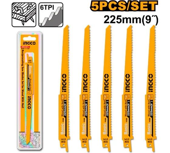 INGCO Набор пильных полотен для сабельной пилы 5 шт.