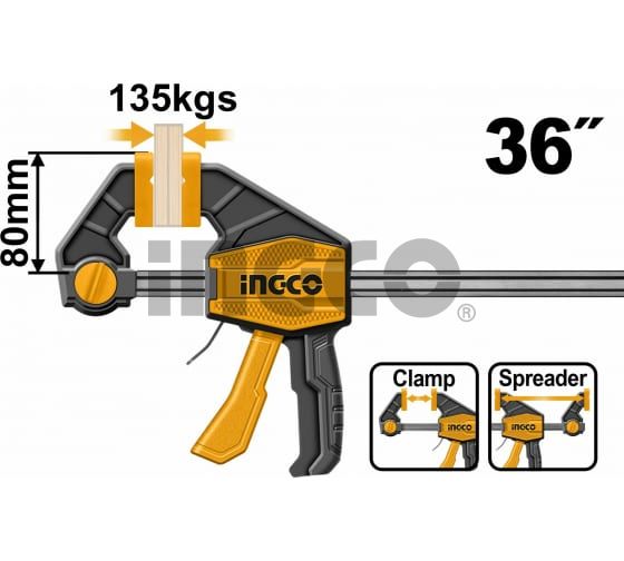 INGCO Струбцина быстрозажимная INDUSTRIAL 36" 80х900 мм