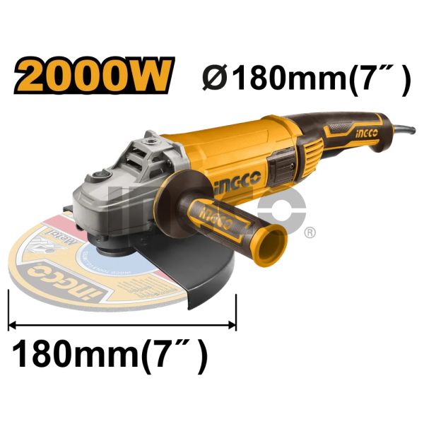 INGCO Машина углошлифовальная INDUSTRIAL Ø180 мм 2000W