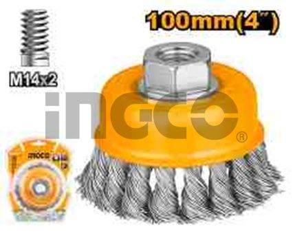 INGCO Щетка-крацовка с гайкой 100х0.5х30 мм/ М14