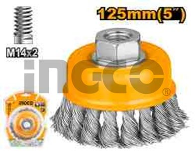 INGCO Щетка-крацовка с гайкой 125х0.5х30 мм/ М14