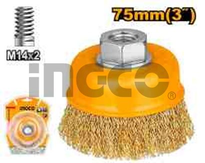 INGCO Щетка-крацовка с гайкой 75х0.3х30 мм/ М14