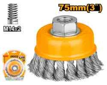 INGCO Щетка-крацовка с гайкой 75х0.5х30 мм/ М14