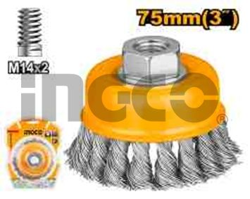 INGCO Щетка-крацовка с гайкой 75х0.5х30 мм/ М14