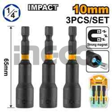 INGCO Набор бит с торцевой магнитной головкой 1/4" 10х65 мм 3 шт