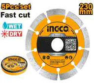 INGCO Диск алмазный сегментный UNIVERSAL 230х7,5х3х22 мм / 5 шт. в металлическом боксе