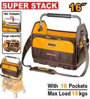 INGCO Сумка для инструментов INDUSTRIAL 16"/ max. нагрузка 15 кг/ 40х27х37 см