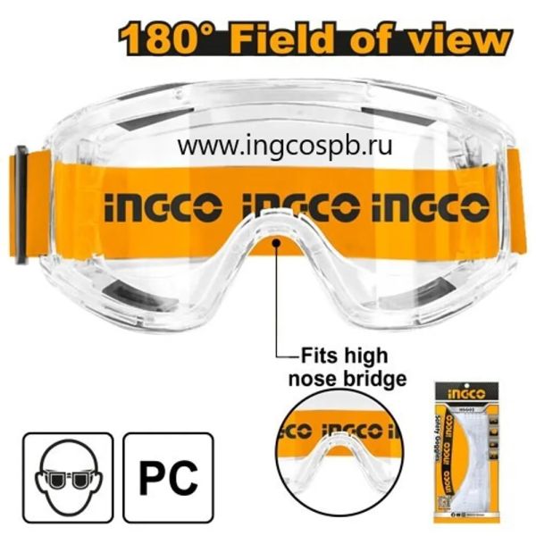 INGCO Очки защитные закрытого типа 170х90 мм