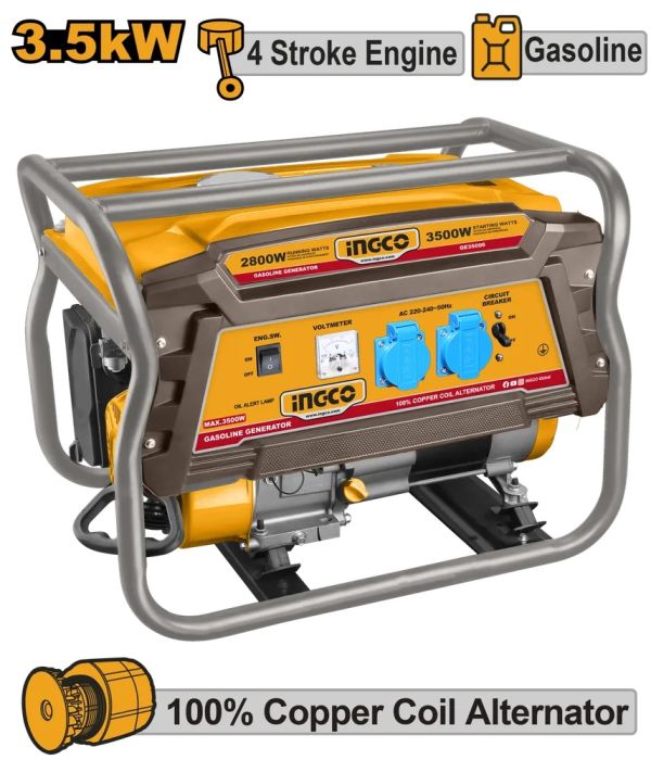 INGCO Генератор бензиновый INDUSTRIAL 3,5 кВт 220 В