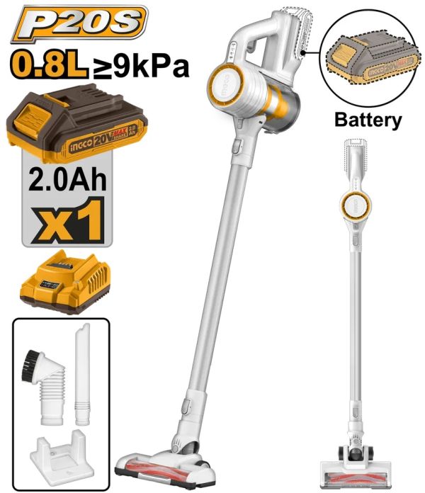 INGCO Пылесос аккумуляторный Li-Ion 20W 2Ач 1 шт