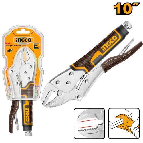 INGCO Клещи зажимные 250мм 10" CrV/ 38-48 HRC